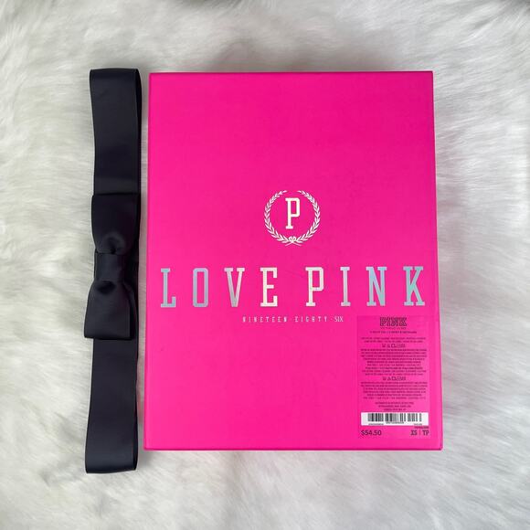 Victoria’s Secret PINK Gift Display Decor Box Silver Holograph Logo Black Bow - Picture 3 of 16